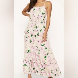 Lost + Wander White Cream Ruffled Tiered Maxi Sundress